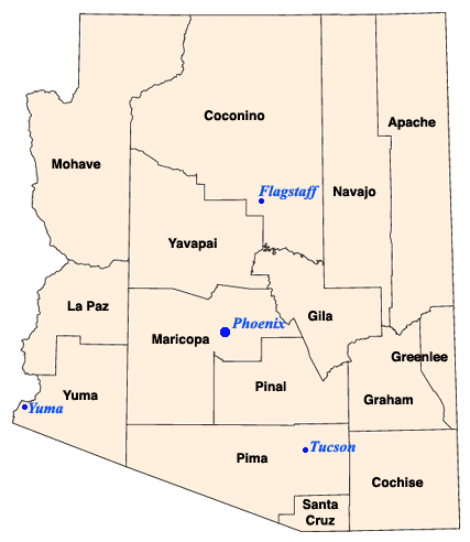 map of counties in arizona